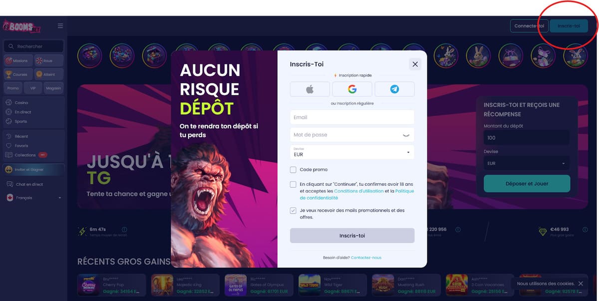 Inscription Boomsbet Casino