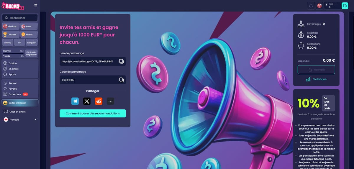 Parrainage Boomsbet Casino