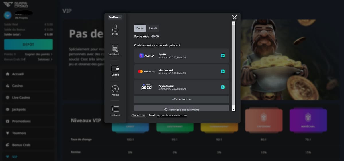 dépôt Buran Casino