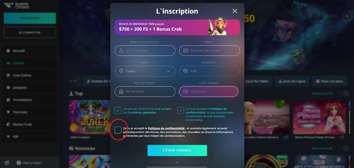 inscription Buran Casino