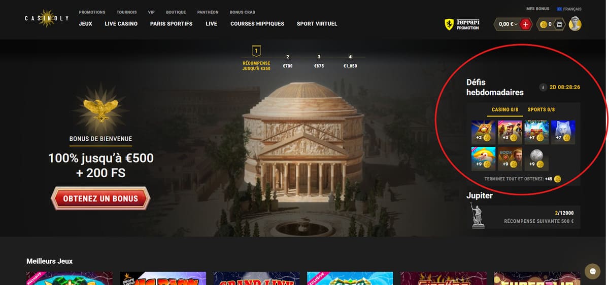 Défis hebdomadaires Casinoly