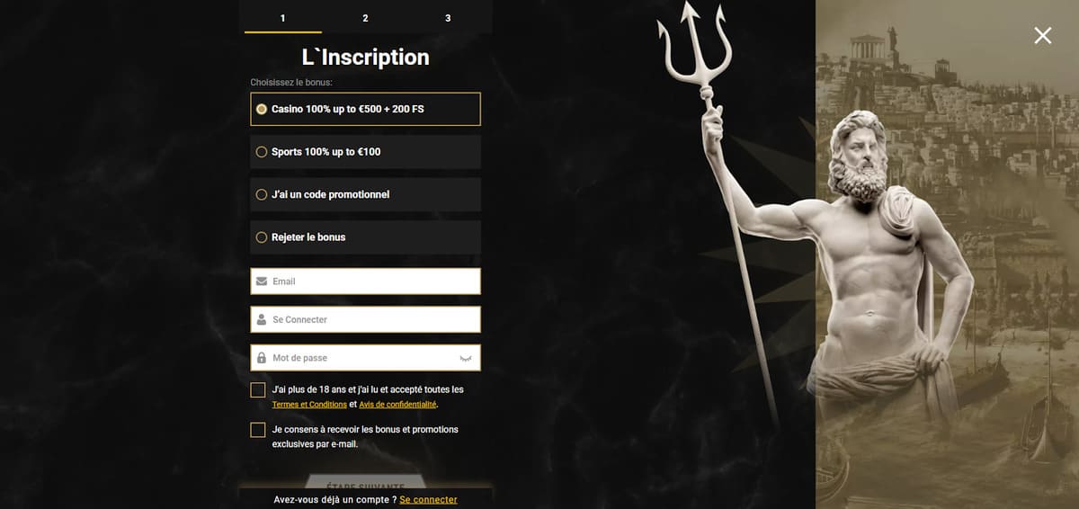 Inscription casino Casinoly