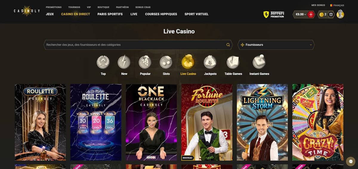 Casino en direct casinoly