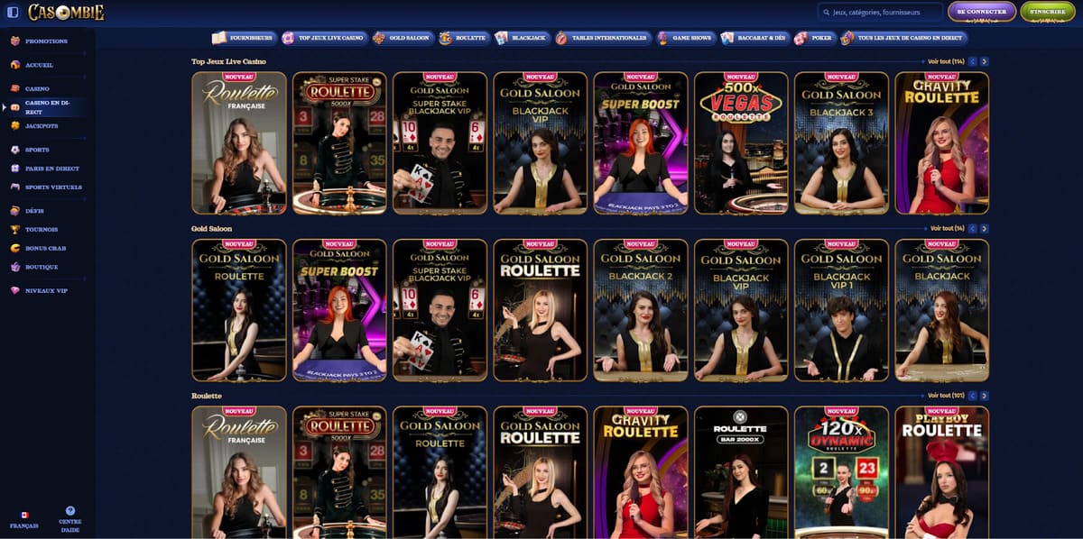 Meilleur live Casombie Casino