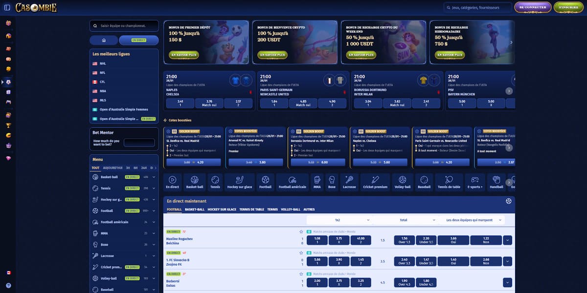 Paris sportifs Casombie Casino