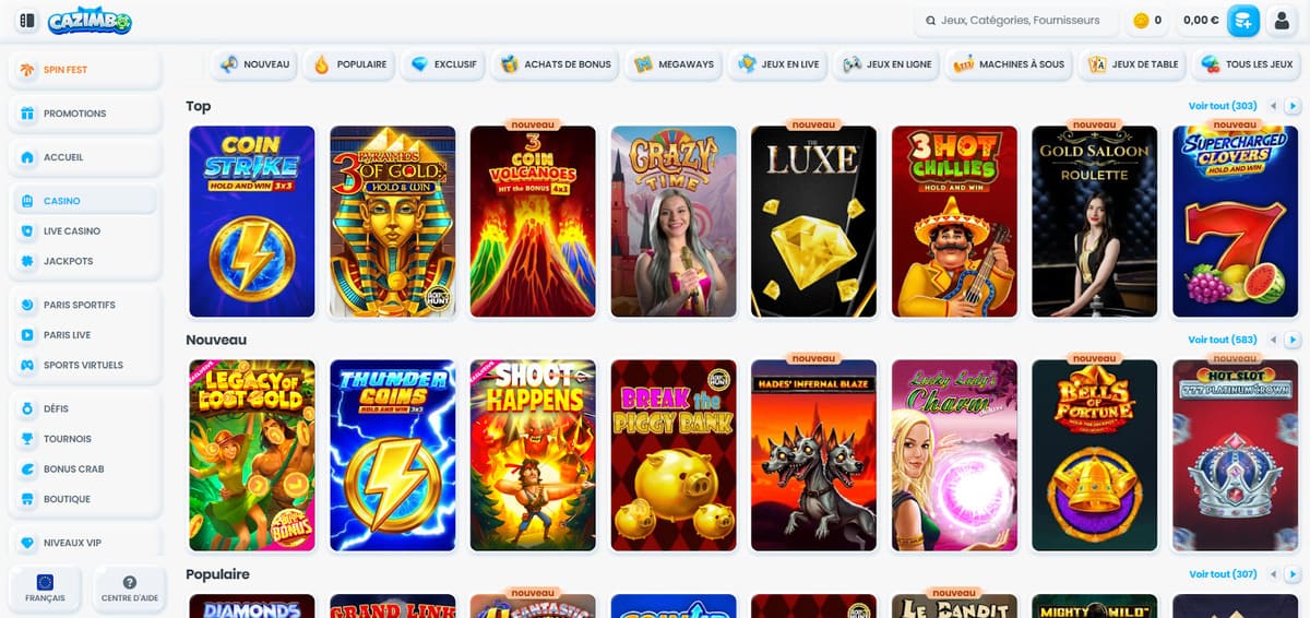 Autres jeux Cazimbo Casino