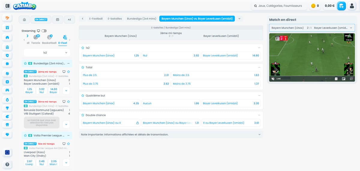 Paris en direct Cazimbo Casino