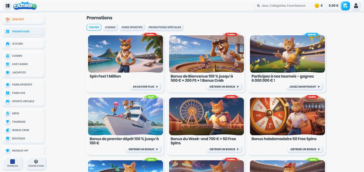 Promotions Cazimbo Casino