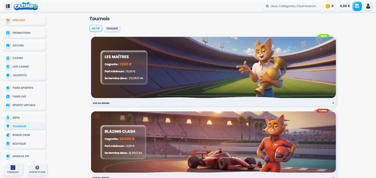 Tournois Cazimbo Casino