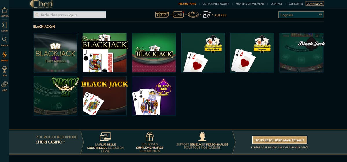 blackjack Chéri Casino