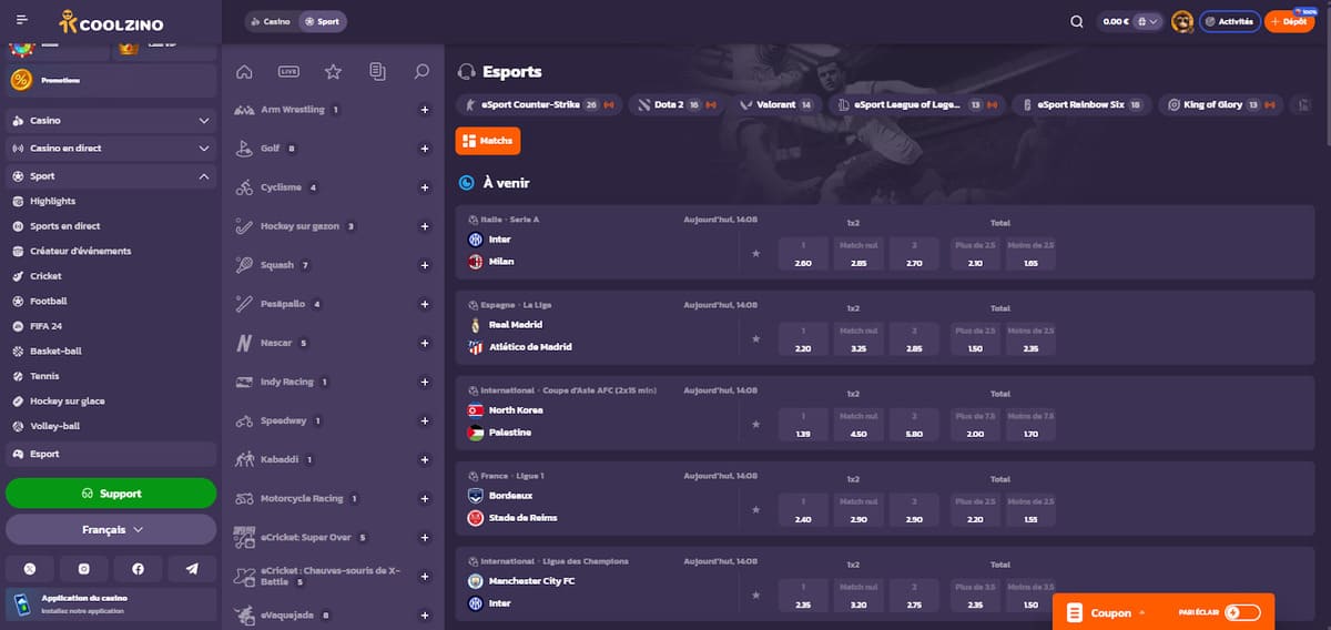 E-sport Coolzino Casino