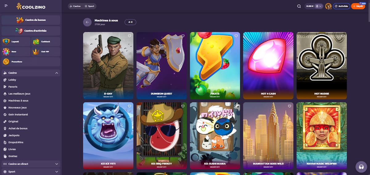 Machines à sous Coolzino Casino