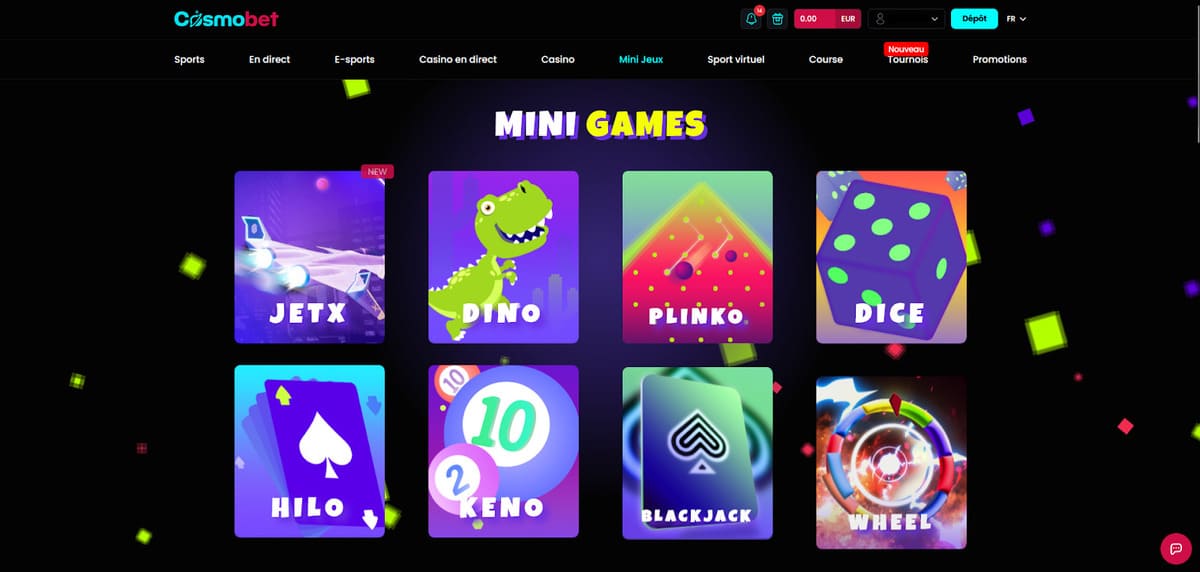 Mini jeux Cosmobet Casino