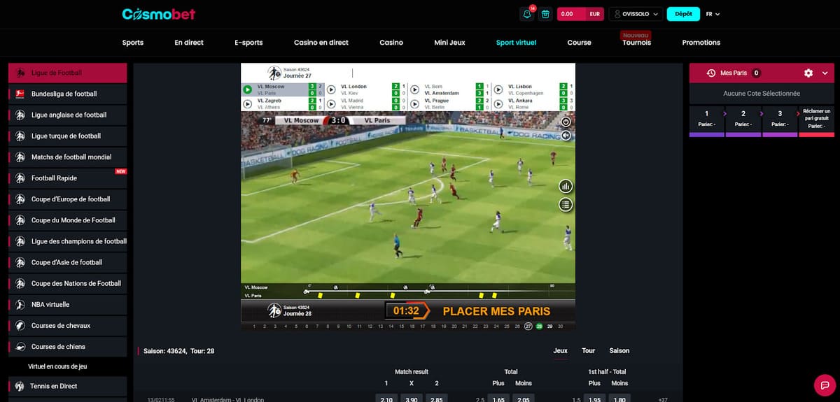 Sport virtuel Cosmobet Casino
