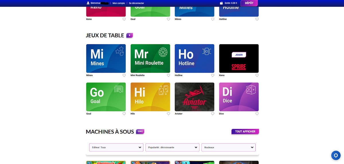 Jeux de table Europe Fortune Casino