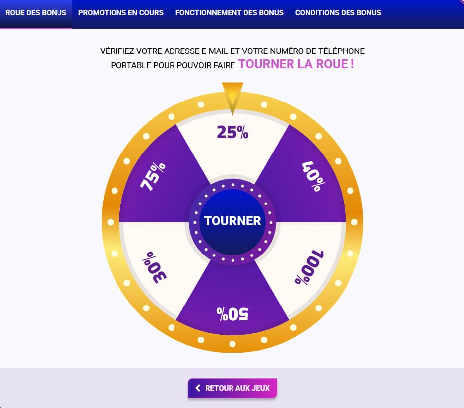 Roue bonus Europe Fortune Casino