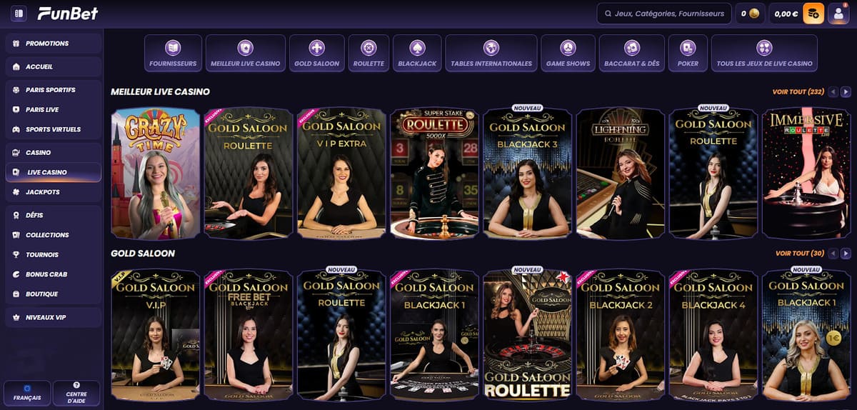 Meilleur live Funbet Casino