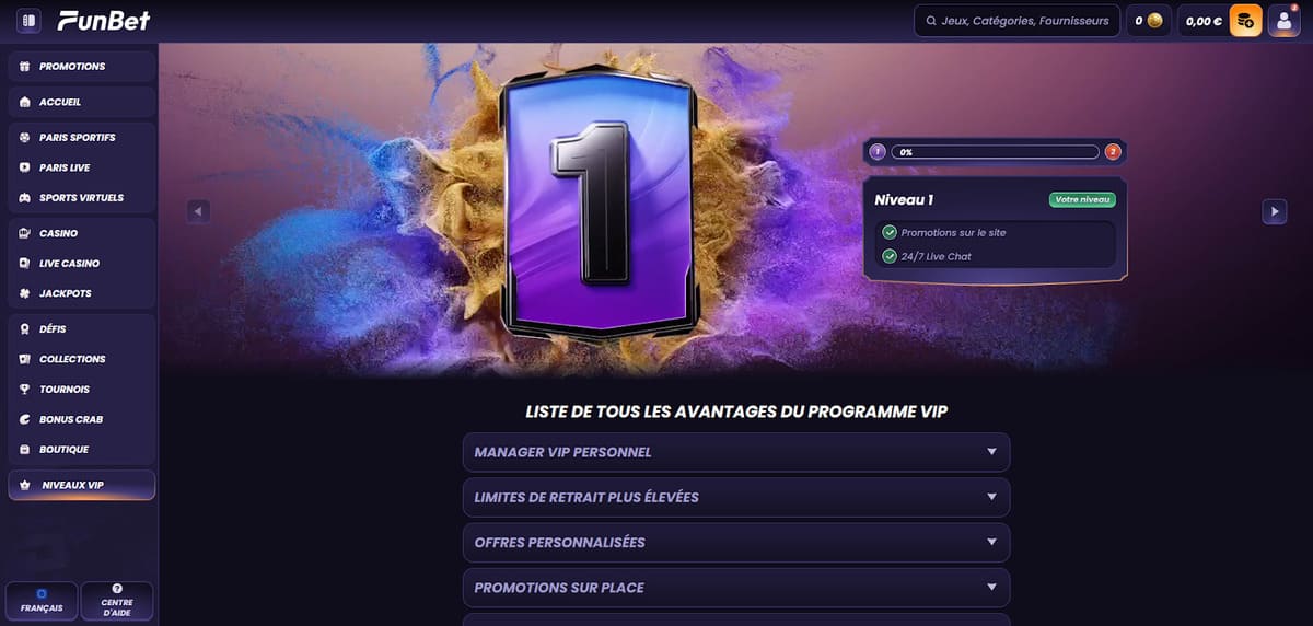 Programme VIP Funbet Casino