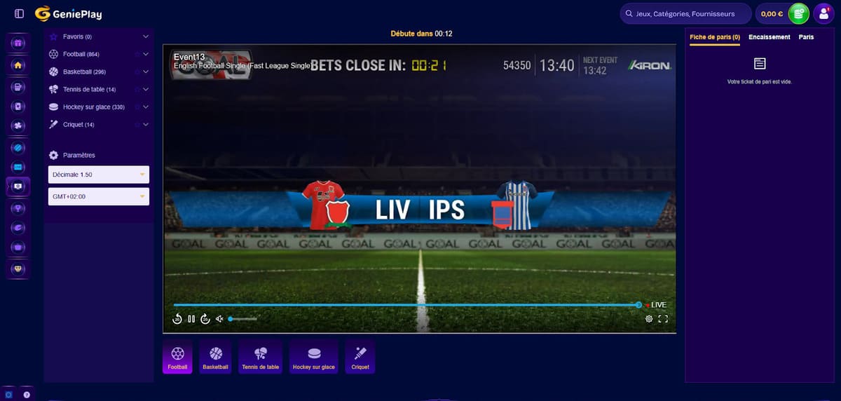 Sports virtuels Genieplay Casino