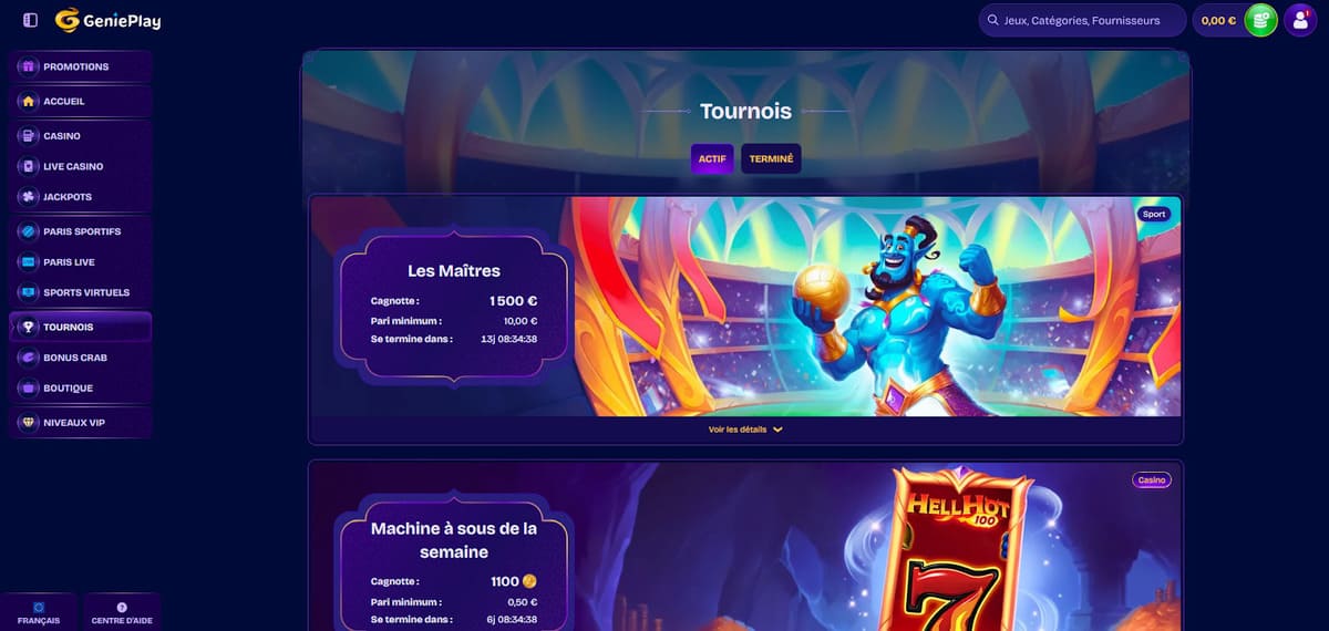 Tournois Genieplay Casino