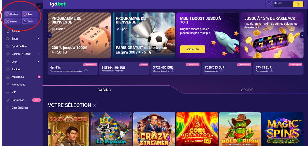 Fonctionnalités VIP Igobet Casino