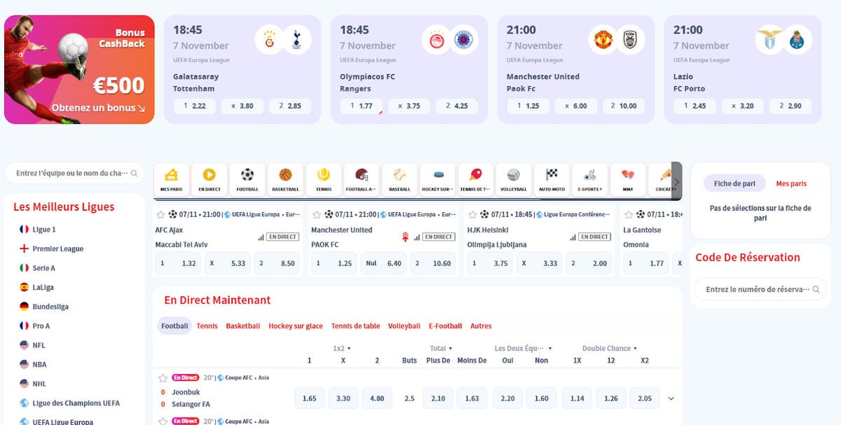 Pari sportif Casino Infinity