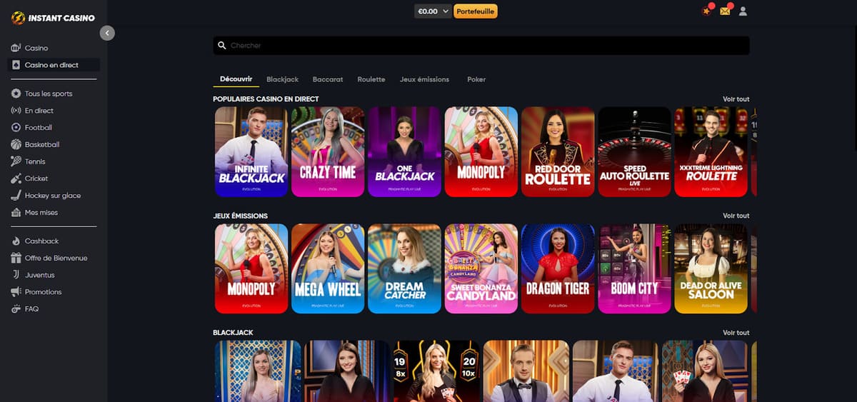 live casino Instant Casino