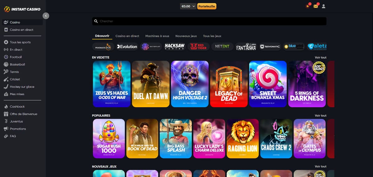 portefeuille Instant Casino