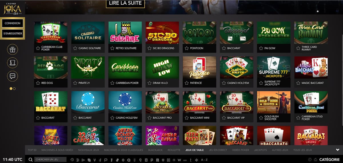 Jeux de table Joka Casino
