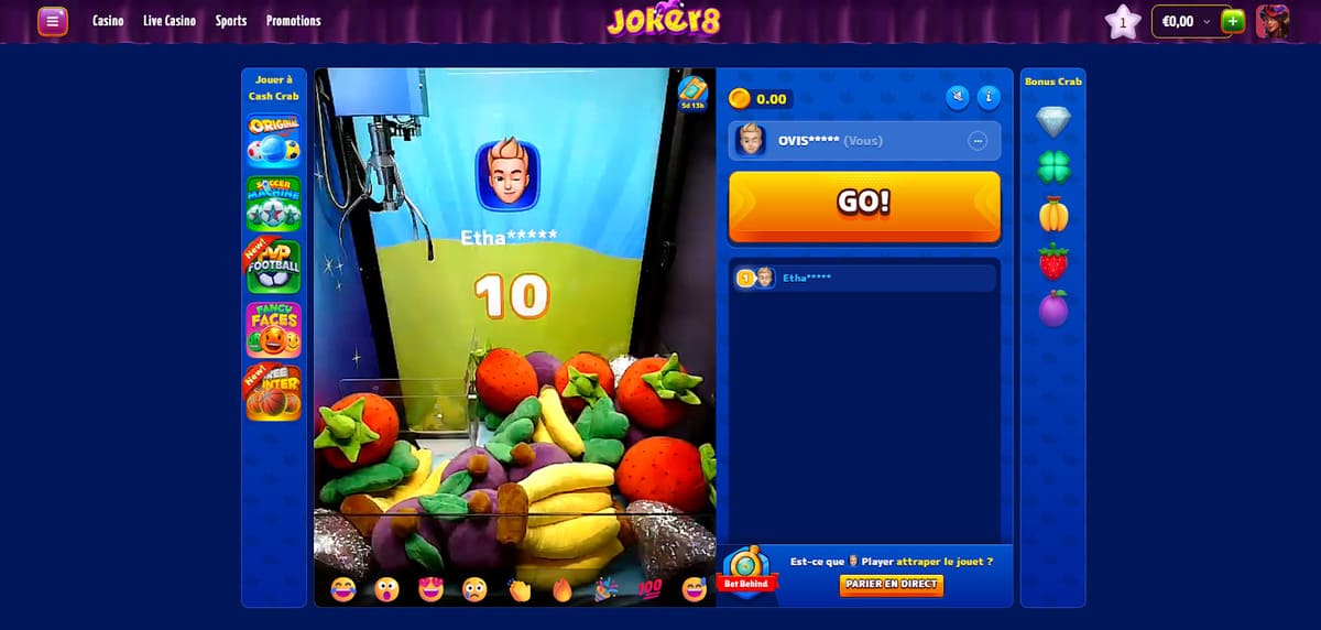 Bonus crab Joker8 Casino