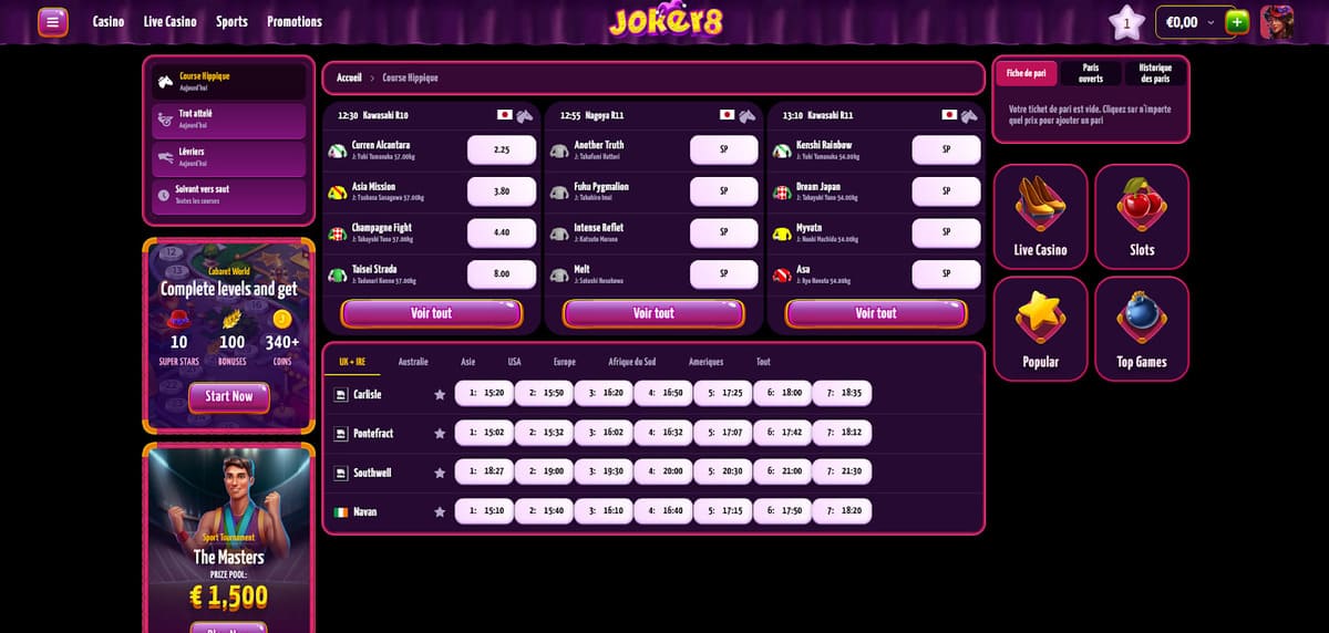 Courses de chevaux Joker8 Casino