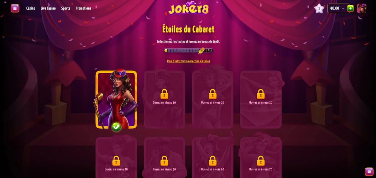 Etoiles cabaret Joker8 Casino