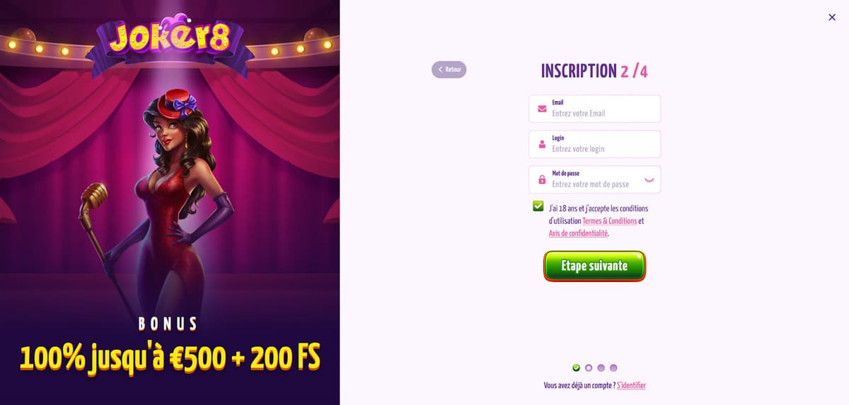 Inscription Joker8 Casino