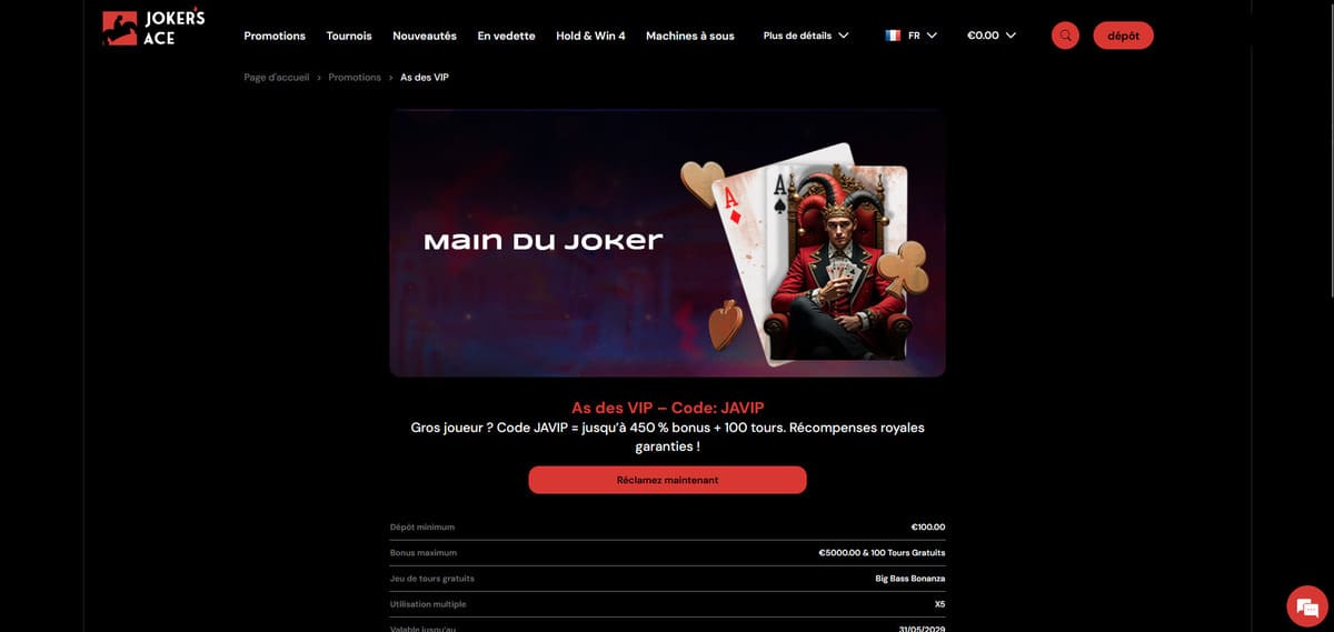 Bonus VIP Jokers Ace Casino