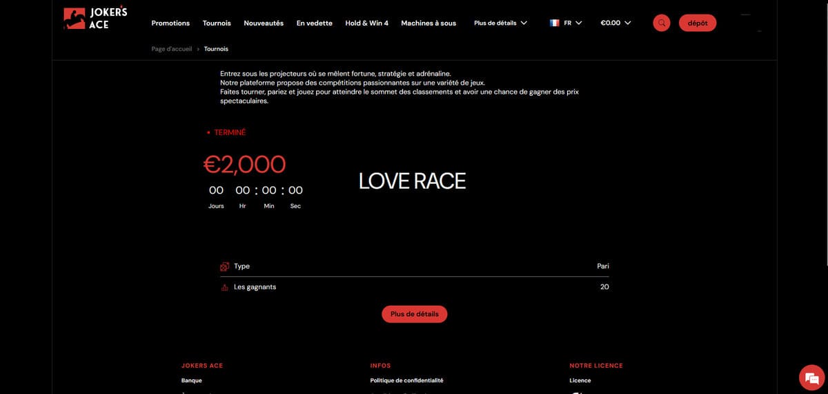 Tournois Jokers Ace Casino