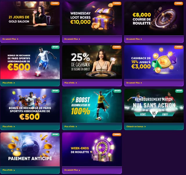 Bonus et promotions Kingmaker casino