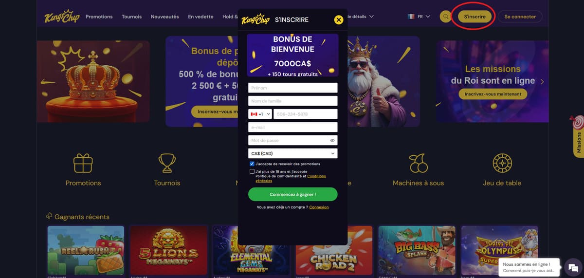 Inscription Kings Chip Casino