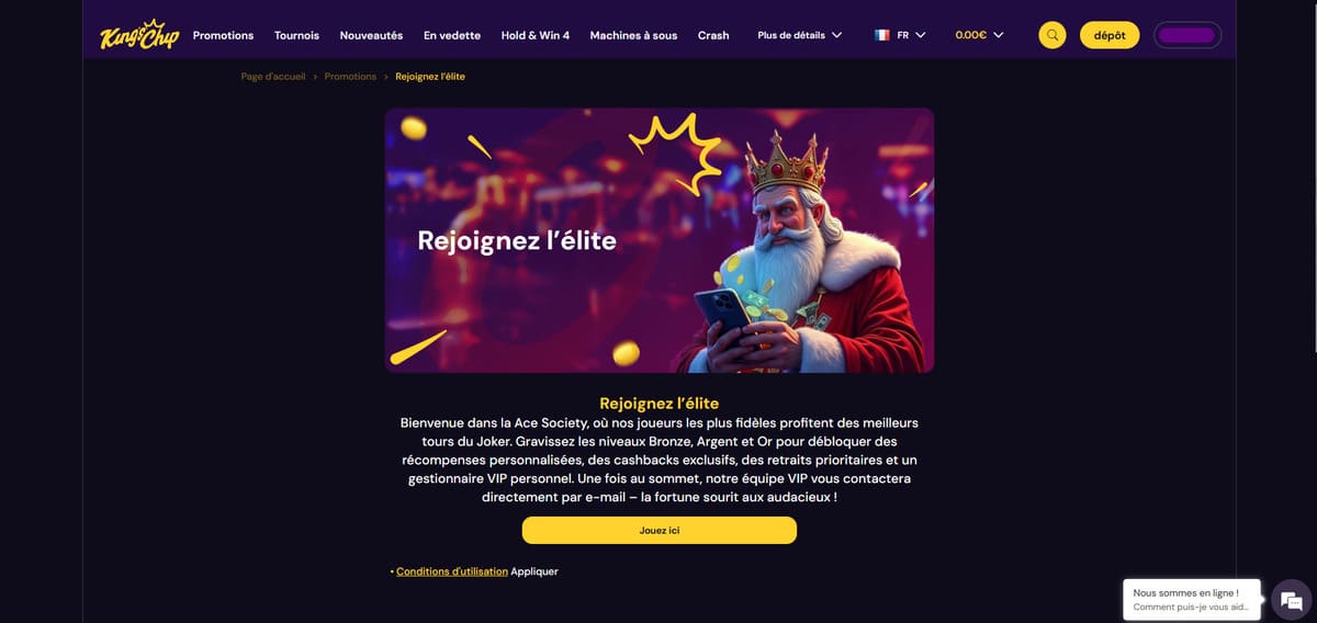 Programme VIP Kings Chip Casino