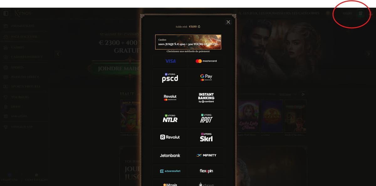 Dépôt Kyngs Casino