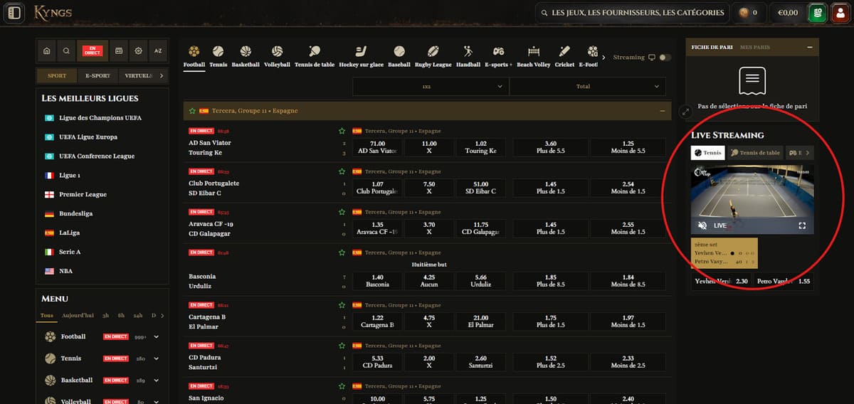 Paris en direct Kyngs Casino