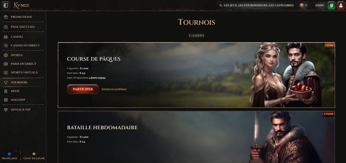 Tournois Kyngs Casino