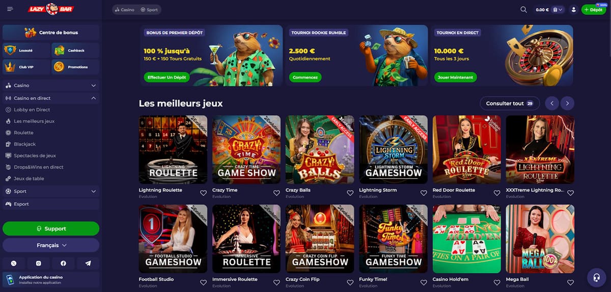Casino en direct  LazyBar Casino