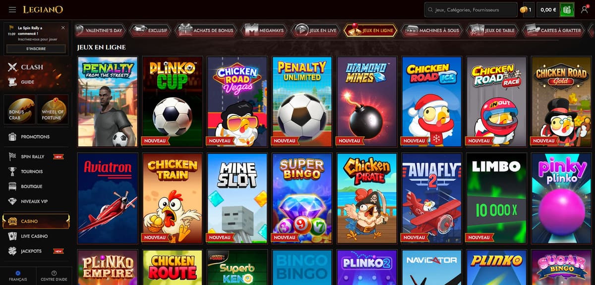 Mini jeux Legiano Casino