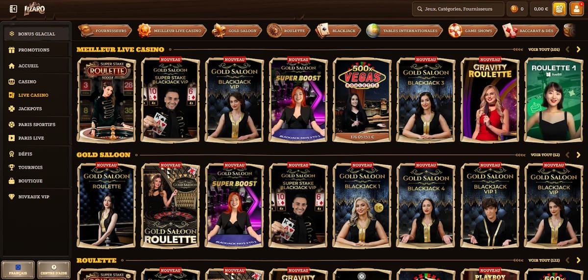 Meilleur live Lizaro Casino