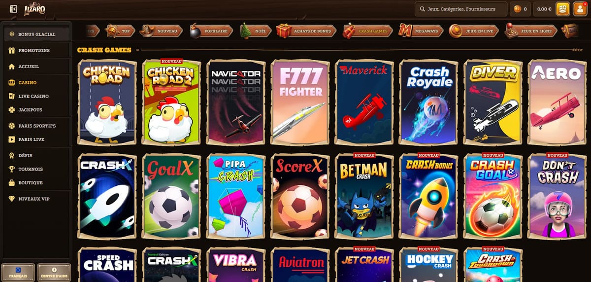 Mini jeux Lizaro Casino