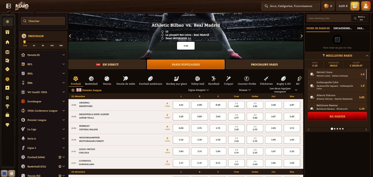 Paris sportifs Lizaro Casino