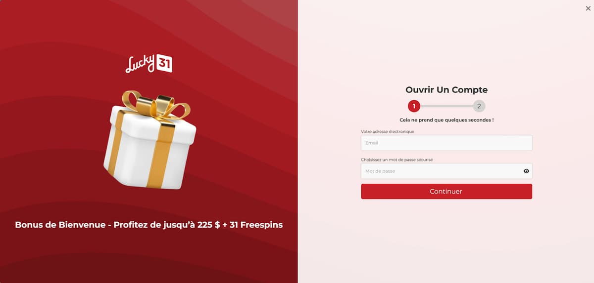 Incription Lucky 31 Casino