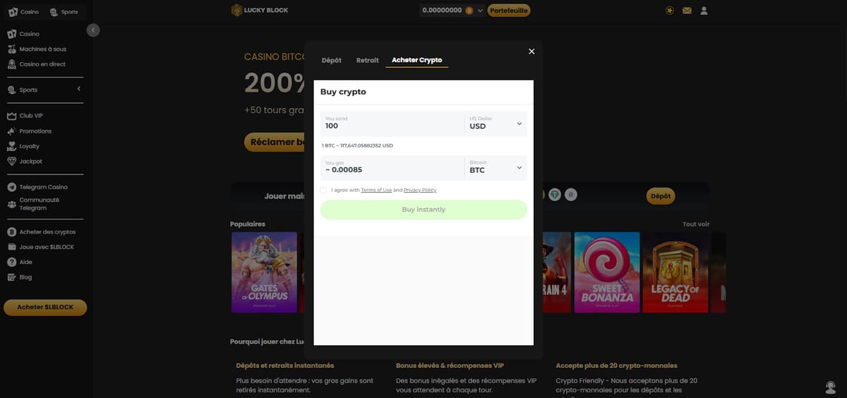 achat crypto Lucky Block