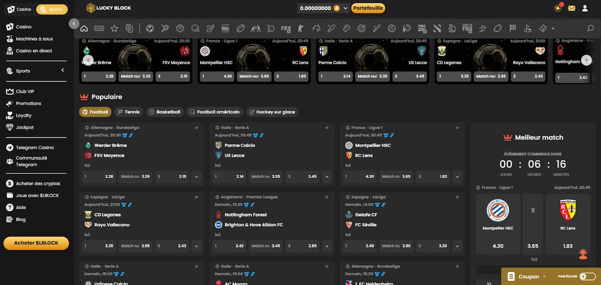 paris sportifs Lucky Block