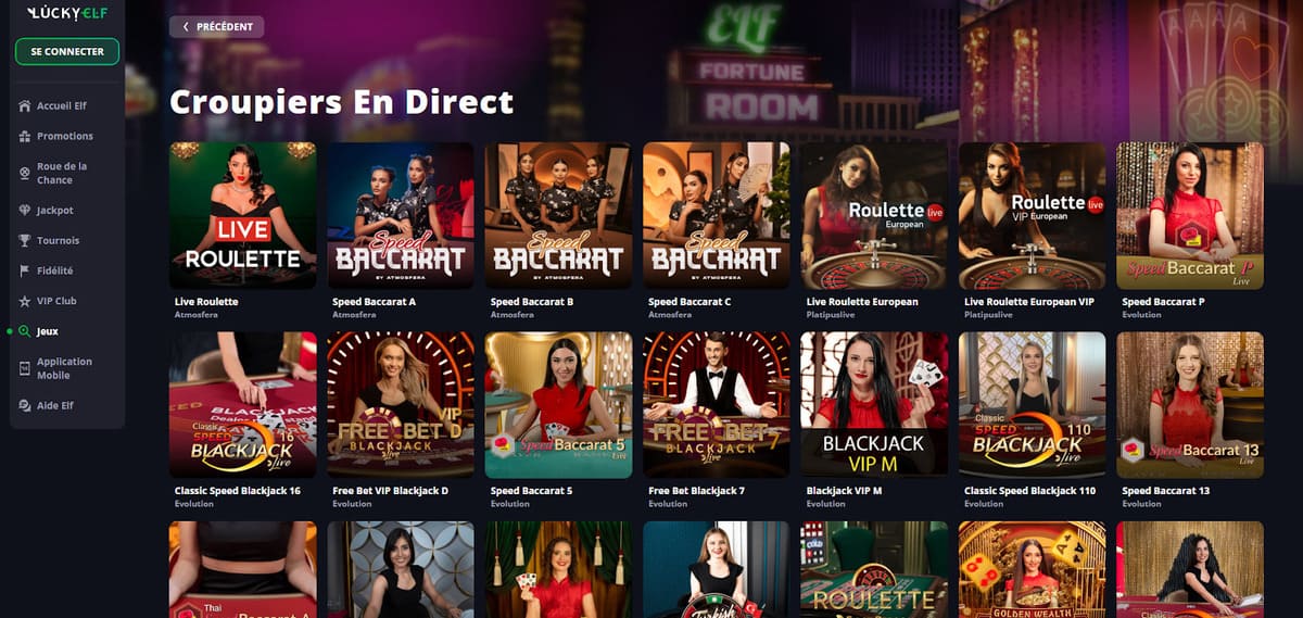 croupiers en direct Lucky Elf Casino